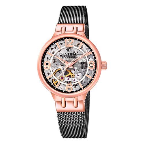 Festina Montre Femme Automatique F20581/3 Montre-Bracelet Acier Inoxydable Noir Uf20581/3
