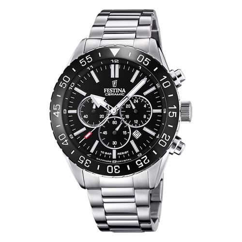 Festina Montre Homme Céramique F20575/3 Montre-Bracelet Acier Inoxydable Argent Uf20575/3