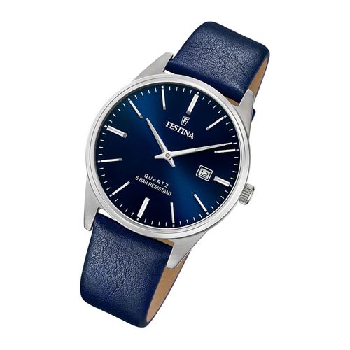 Festina Montre Homme Élégante F20512/3 Montre-Bracelet En Cuir Bleu Classique Uf20512/3