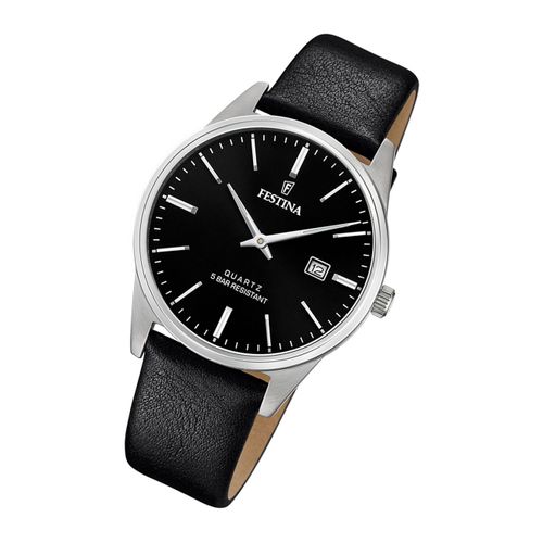 Festina Montre Homme Élégante F20512/4 Bracelet Cuir Classique Noir Uf20512/4