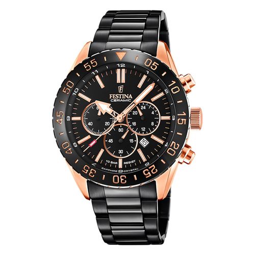 Festina Montre Homme Céramique F20578/1 Montre-Bracelet Acier Inoxydable Noir Uf20578/1