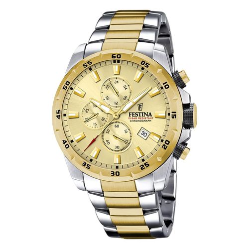 Festina Montre Pour Hommes Chronographe Montre-Bracelet De Sport En Acier Inoxydable Argent Or Uf20562/1