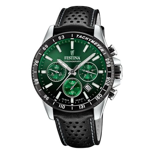 Festina Montre Homme Timeless Chronographe Montre-Bracelet Cuir Noir Uf20561/5