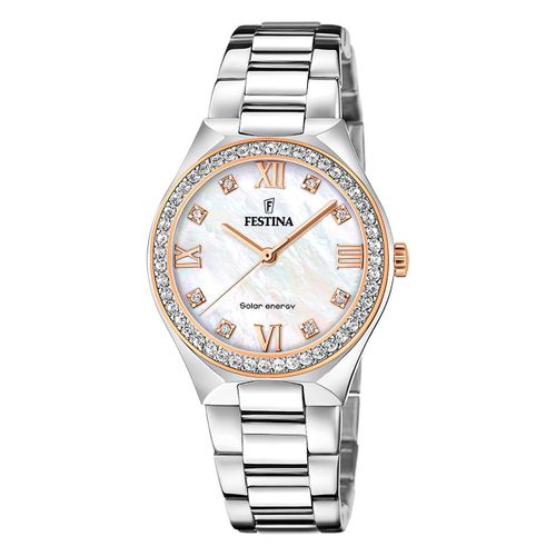 Festina Montre Femme Acier Inoxydable Argent Festina Montre Solaire À Énergie Solaire Uf20658/1