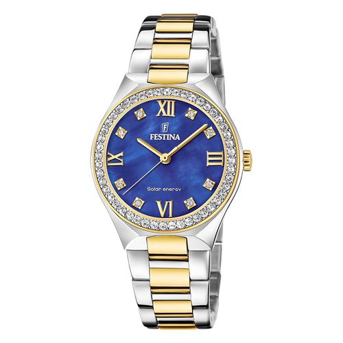 Festina Montre Femme Acier Inoxydable Argent Or Festina Montre Solaire À Énergie Solaire Uf20659/2