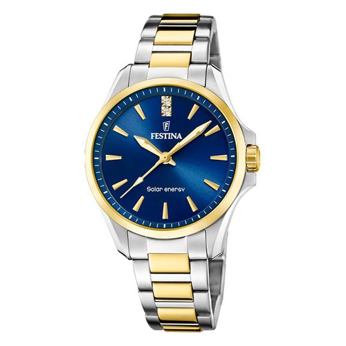 Festina Montre Femme Acier Inoxydable Argent Or Festina Montre Solaire À Énergie Solaire Uf20655/4
