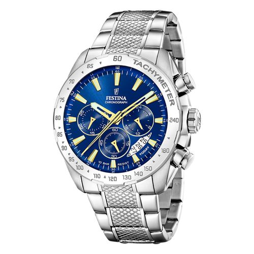 Festina Montre Homme Acier Inoxydable Argent Timeless Chronographe Montre-Bracelet Uf20668/2