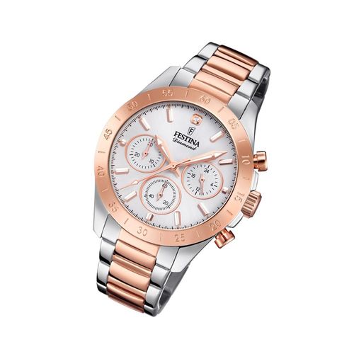 Festina Montre Femme F20398/1 Montre-Bracelet En Acier Inoxydable Boyfriend Argent Rose Uf20398/1