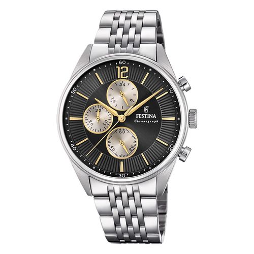 Montre Homme Festina Acier Inoxydable Argent Montre-Bracelet Chronographe Festina Uf20285/A