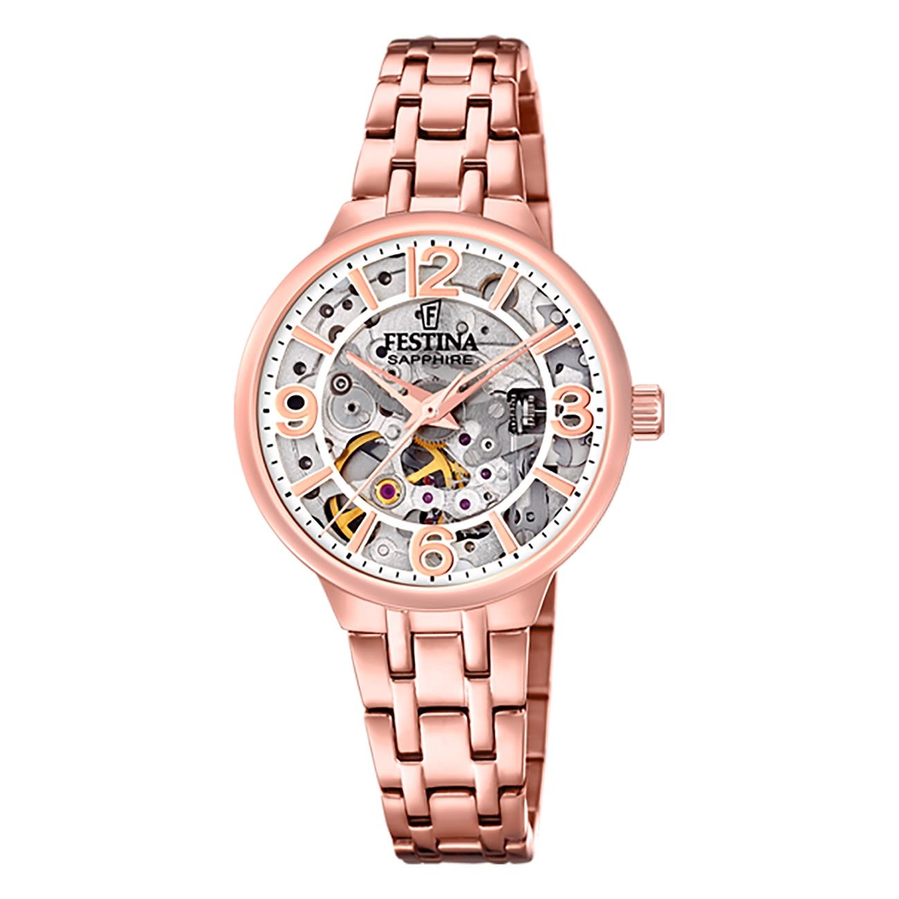Montre Automatique Pour Femmes, Festina , F20616/1, Montre-Bracelet En Acier Inoxydable Rose Uf20616/1