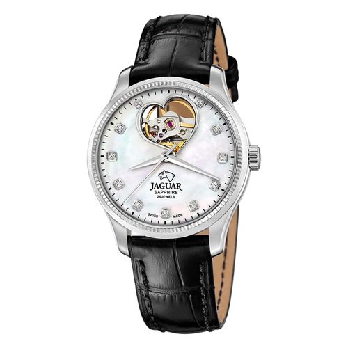 Montre Femme Jaguar Cuir Noir Jaguar Montre-Bracelet Coeur Uj994/A