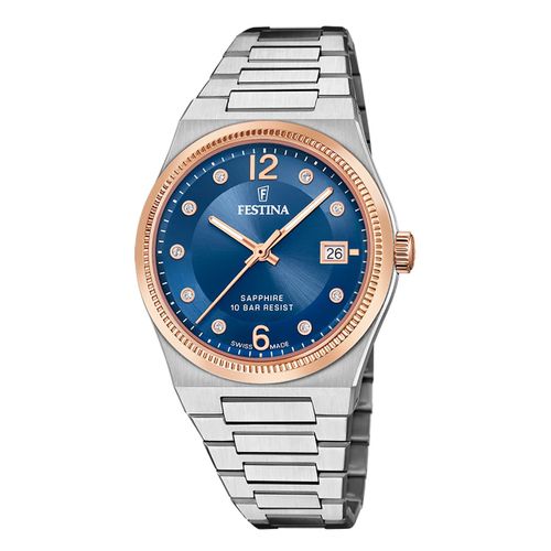 Montre Femme Festina Acier Inoxydable Argent Rose Festina Montre-Bracelet Swiss Made Uf20037/2