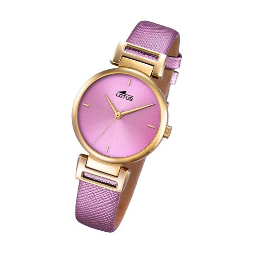 Montre Femme Lotus Analogique Mode L18228/2 Montre Bracelet En Cuir Tendance Violet Ul18228/2