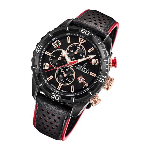 Festina Montre Homme F20519/4 Montre-Bracelet En Cuir Chronographe Noir Uf20519/4