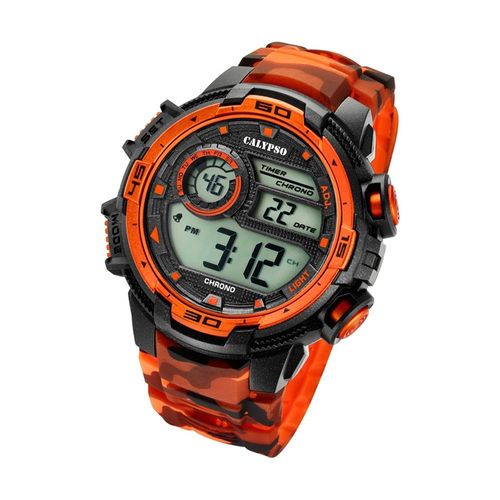 Calypso Montre Homme K5723/5 Montre-Bracelet En Plastique Numérique Noir Orange Uk5723/5
