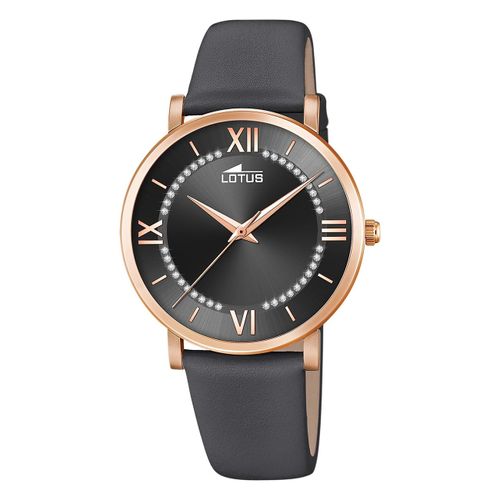 Montre Femme Lotus Montre-Bracelet Tendance Cuir Gris Foncé Ul18703/6