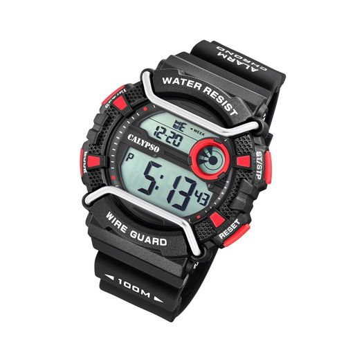 Calypso Montre Pour Hommes K5764/6 Montre-Bracelet En Plastique Pu Numérique Noir Uk5764/6