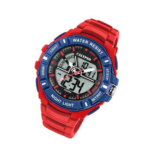 Calypso Montre Pour Hommes K5769/3 Montre-Bracelet En Plastique Pu Numérique Sport Rouge Uk5769/3