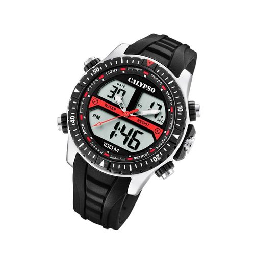 Calypso Montre Pour Hommes K5773/4 Montre-Bracelet En Plastique Pu Numérique Noir Uk5773/4