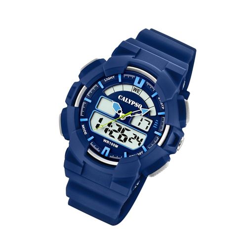 Calypso Montre Pour Hommes K5772/3 Montre-Bracelet En Plastique Pu Numérique Sport Bleu Uk5772/3