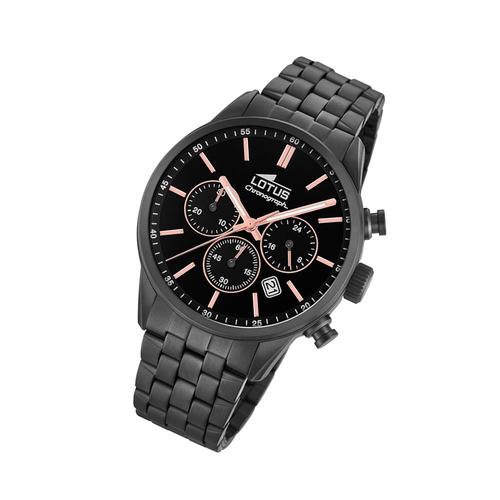 Montre Homme Lotus Sport 18668/2 Montre-Bracelet En Acier Inoxydable Chrono Noir Ul18668/2