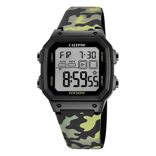 Montre Pour Homme Calypso En Plastique Noir Vert Montre-Bracelet Numérique Calypso Uk5812/4