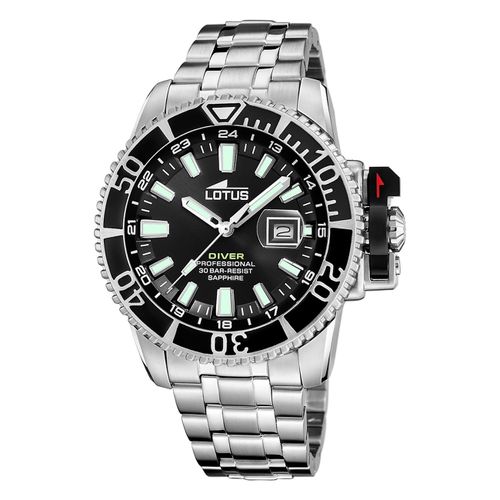 Montre Homme Lotus Acier Inoxydable Silicone Noir Montre-Bracelet Lotus Classic Ul18938/4