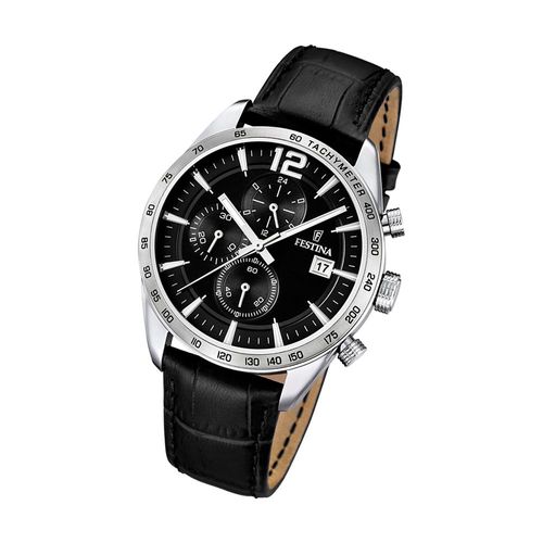 Montre Homme Festina F16760/4 Chrono Sport Montre-Bracelet En Cuir Noir Uf16760/4