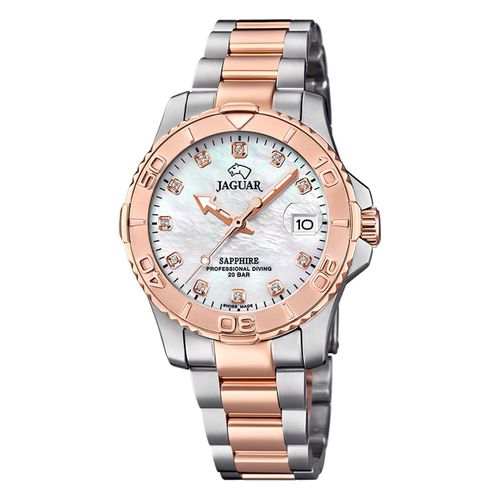 Jaguar Montre Femme Acier Inoxydable Argent Or Rose Jaguar Pro Diver Montre-Bracelet Uj871/5
