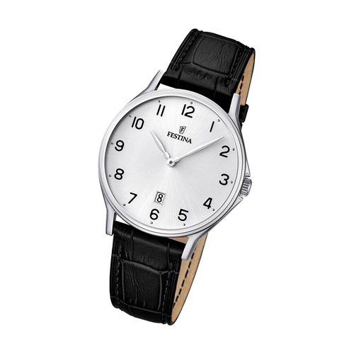 Festina Montre Pour Homme F16745/1 Montre-Bracelet Analogique En Cuir Classique Noir Uf16745/1