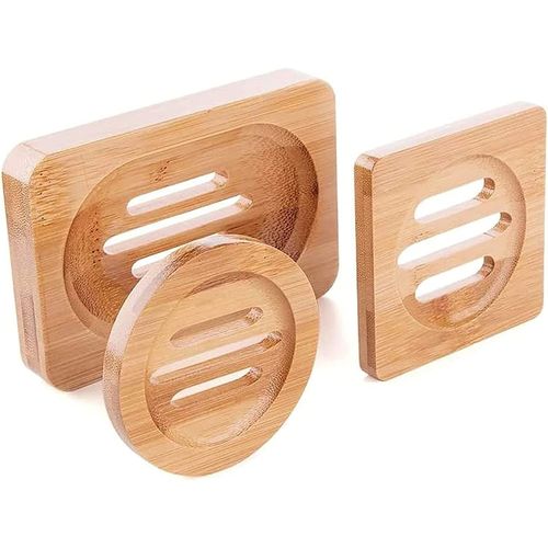 3pcs Bambou Naturel En Bois Porte Savons Boîte À Savon Pour Salle De Bains Douche Porte-Savons Artisanat Pour Savon