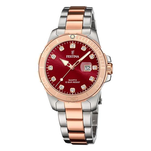 Montre Femme Festina Acier Inoxydable Argent Or Festina Montre-Bracelet Boyfriend Uf20505/2