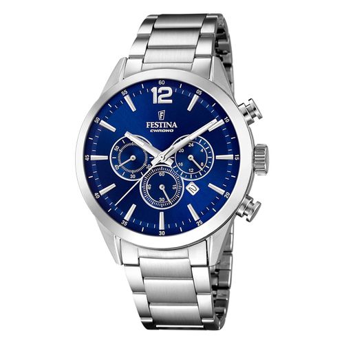 Festina Montre Homme Acier Inoxydable Argent Timeless Chronographe Montre-Bracelet Uf20343/7