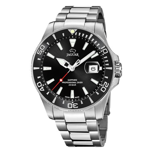 Montre Homme Jaguar Acier Inoxydable Argent Jaguar Montre-Bracelet Pro Diver Uj860/D