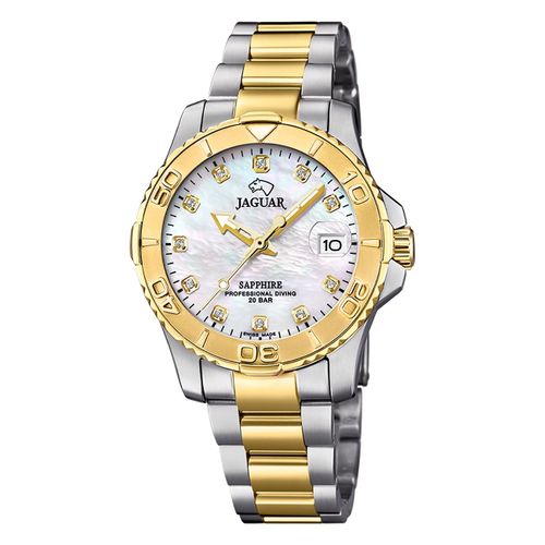 Jaguar Montre Femme Acier Inoxydable Argent Or Jaguar Pro Diver Montre-Bracelet Uj896/3