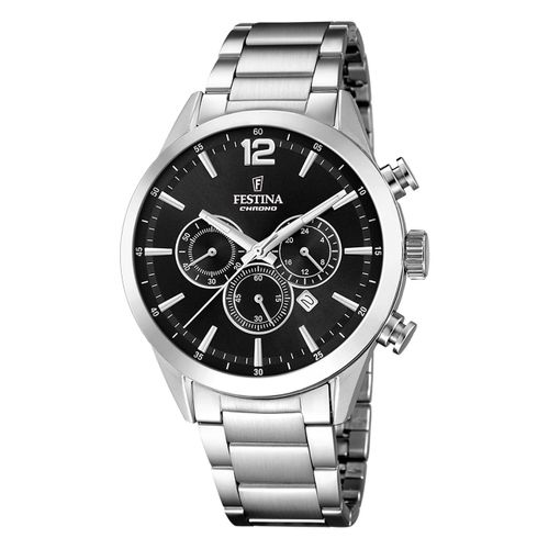 Festina Montre Homme Acier Inoxydable Argent Timeless Chronographe Montre-Bracelet Uf20343/8