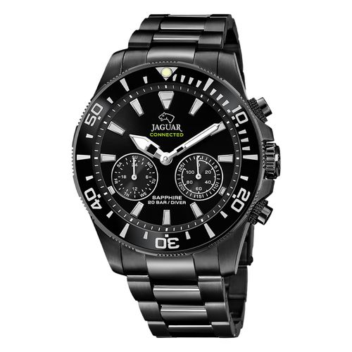 Montre Homme Jaguar Acier Inoxydable Noir Montre Bracelet Connectée Jaguar Uj929/1