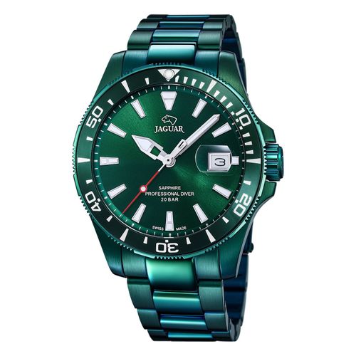 Montre Homme Jaguar Acier Inoxydable Vert Jaguar Montre-Bracelet Pro Diver Uj988/1