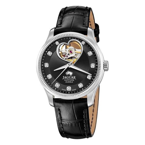 Montre Femme Jaguar Cuir Noir Jaguar Montre-Bracelet Coeur Uj994/C