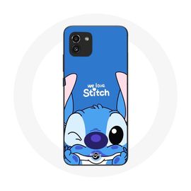 Coque Pour Samsung Galaxy A03 Stitch Mignon Fond Bleu