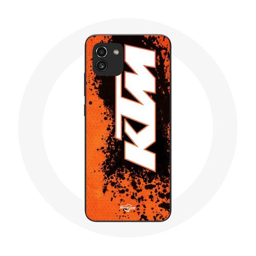 Coque Pour Samsung Galaxy A03 Ktm Logo Blanc Fond Orange
