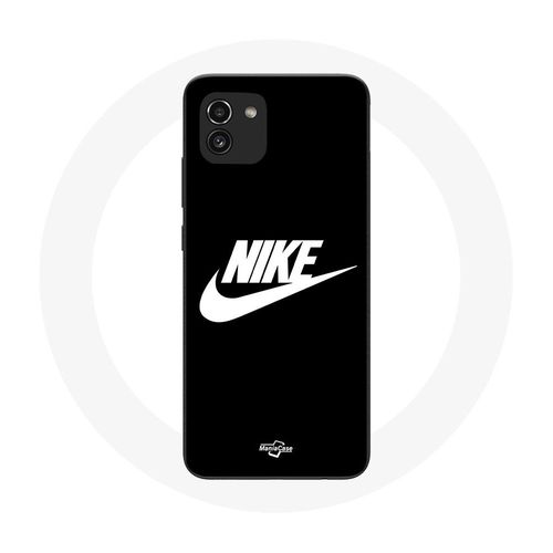 Coque Pour Samsung Galaxy A03 Nike Logo Blanc Fond Noir