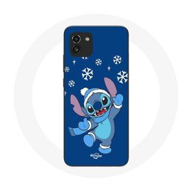 Coque Pour Samsung Galaxy A03 Stitch Neige Noël Bleu