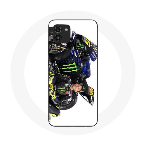 Coque Pour Samsung Galaxy A03 Valentino Rossi Pilote De Vitesse Fond Blanc