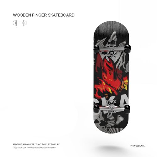 Skateboard À Doigt Professionnel En Bois,Bricolage,Pièces Techniques De Parc,Pont,Support En Métal,Roue À Roulement,Jouets De Table - Type Fire #B