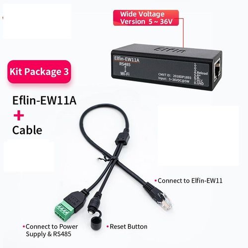 Port série 5V RS485 vers WiFi Serveur de périphérique Support de Elfin-EW11A technique TCP/IP Telnet Modbus TCP Protocole Transfert de données via WiFi - Type with cable