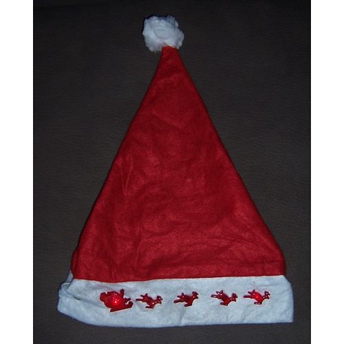 Bonnet Du Père Noël Avec Le Traineau Et Les Rennes Clignotants