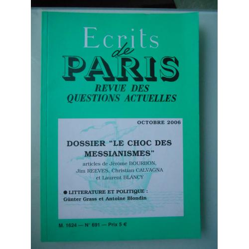 Ecrits De Paris Revue Des Questions Actuelles N° 691 De Octobre 2006