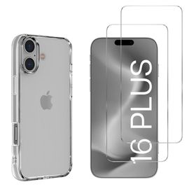 Coque Pour Iphone 16 Plus Et 2 Verres Trempé Film Protection Ecran Phonillico®