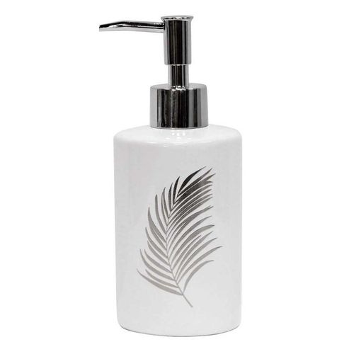 Paris Prix - Distributeur De Savon Imprimé "Orbella" 17cm Blanc & Argent